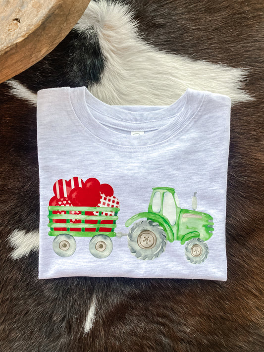 Tractor Hauling Hearts Short Sleeve T-Shirt