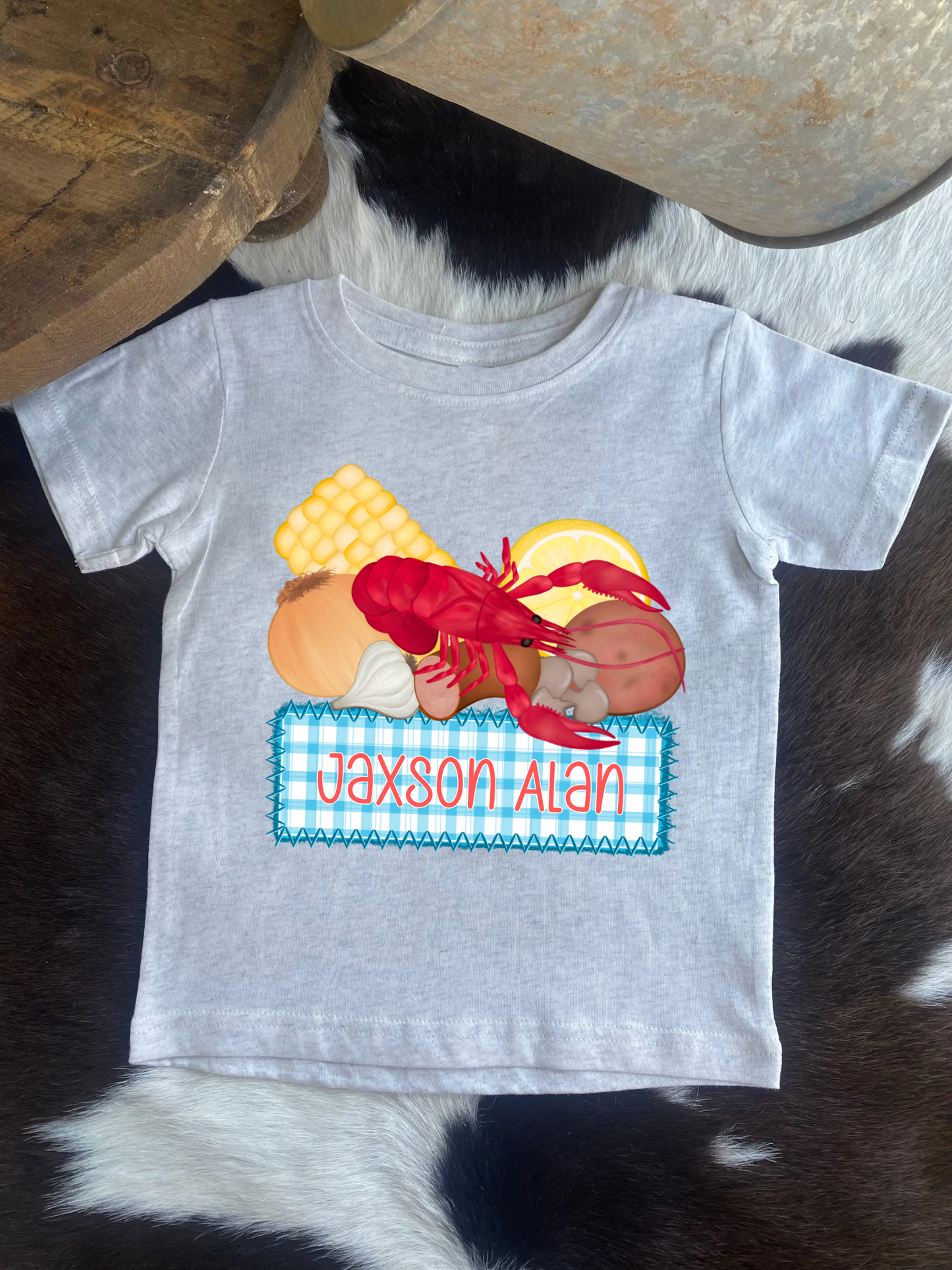 Custom Boy Crawfish Short Sleeve T-Shirt **10-12 BUS DAY TAT**