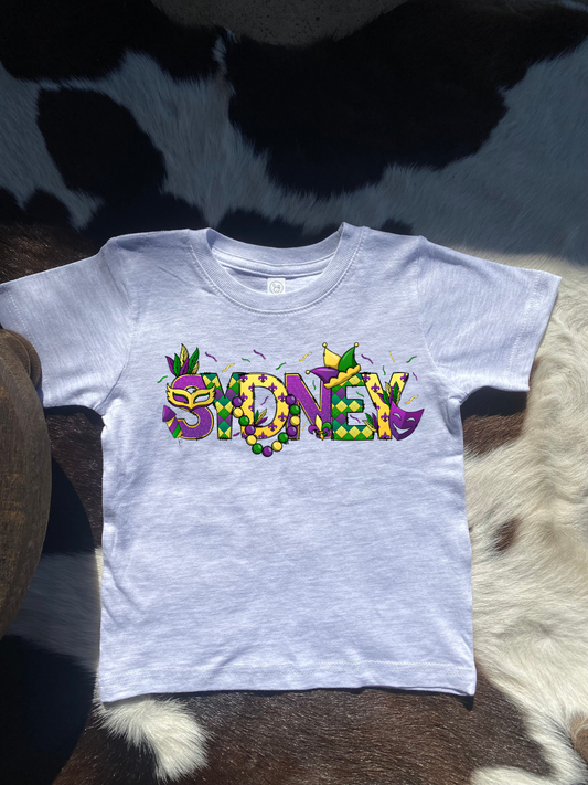 Custom Mardi Gras Short Sleeve T-Shirt 10-12 BUS DAY TAT